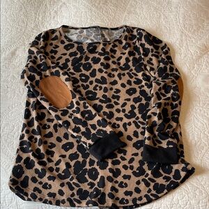 Pink Clover Leopard Print Sweater - Black and Brown